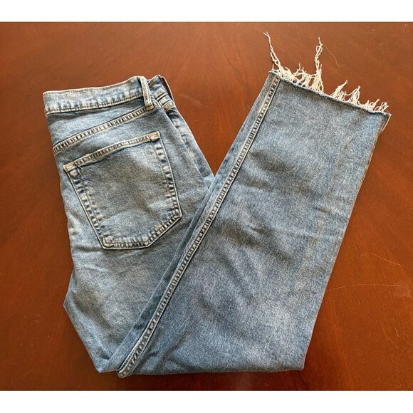 GAP ‘90s Loose Mid Rise Jeans Vintage Destructed Straight Leg Size 28 Long Tall - Picture 11 of 11